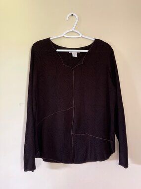 Fresco by Nomadic Traders Womens Medium Dark Brown Long Sleeved Blouse
